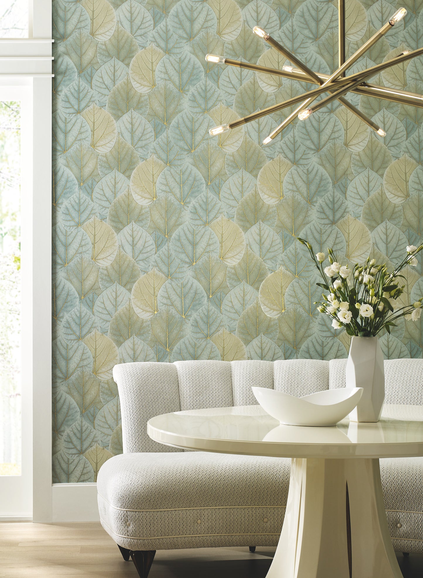 York Wallcoverings Candice Olson Modern Nature 2nd Edition Leaf Concerto Turquoise Wallpaper  Botanical Blues   - OS4241
