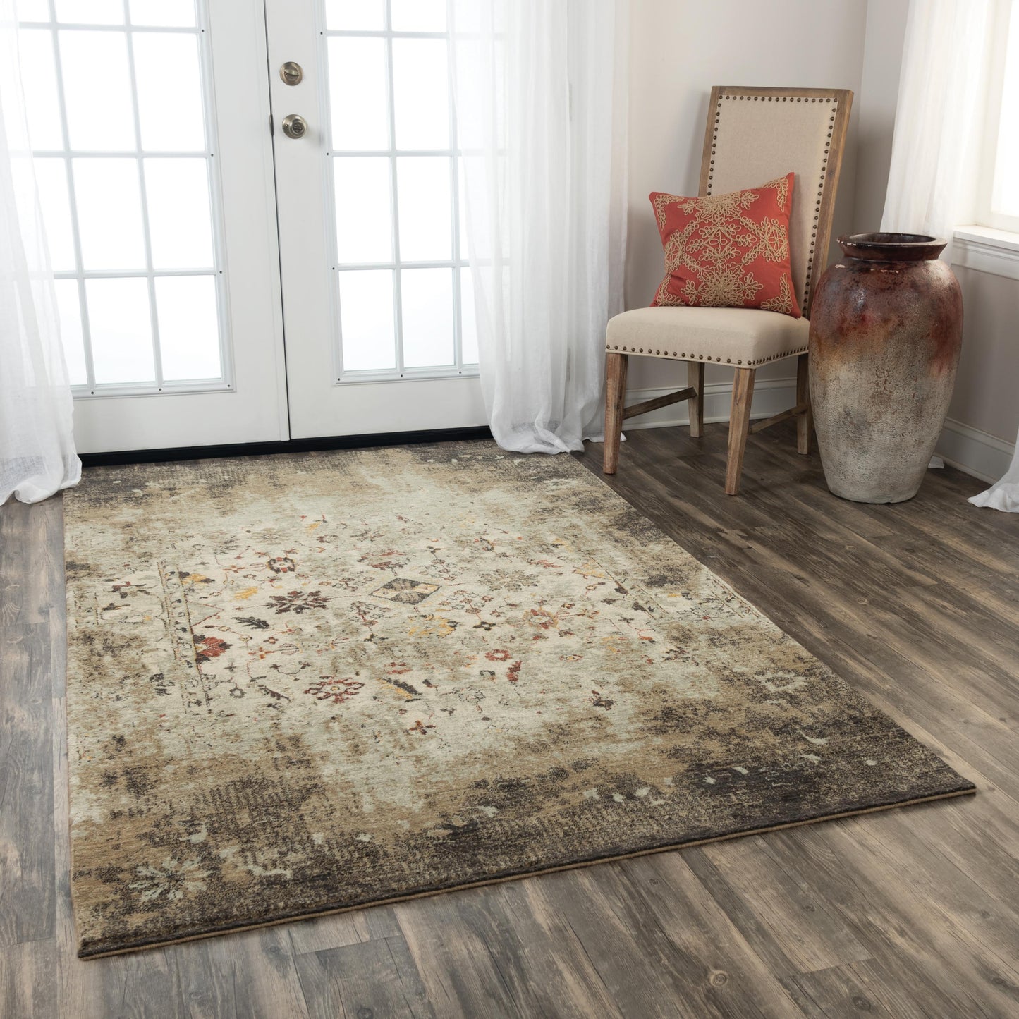 Transitional rug, 9' x 12'.