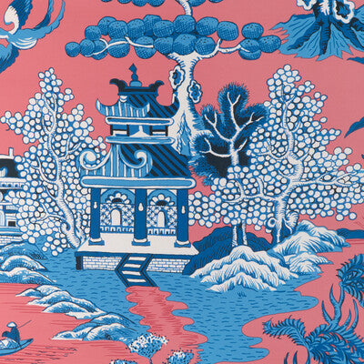 LEE JOFA WILLOW LAKE PAPER PRINT---CHINOISERIE RED,BLUE,   - P2023123.195.0