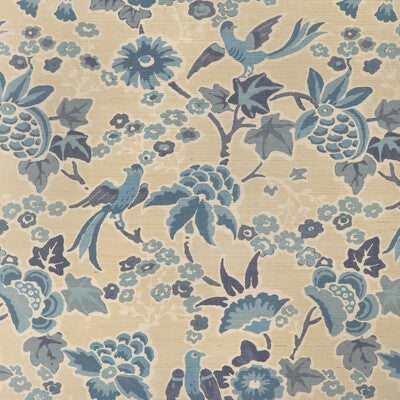 LEE JOFA POSY PAPER PRINT--ANIMAL/INSECTS-BOTANICAL & FLORAL BLUE,LIGHT BLUE,TAUPE   - P2023127.516.0