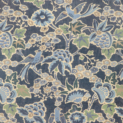 LEE JOFA POSY PAPER PRINT--ANIMAL/INSECTS-BOTANICAL & FLORAL DARK BLUE,LIGHT BLUE,TAUPE   - P2023127.523.0