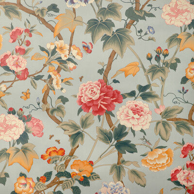 LEE JOFA GARDENIA PAPER PRINT--BOTANICAL & FLORAL- GREEN,RED,LIGHT BLUE   - P2023128.137.0