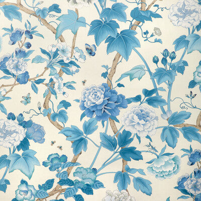 LEE JOFA GARDENIA PAPER PRINT--BOTANICAL & FLORAL- BLUE,WHITE,TAUPE   - P2023128.155.0