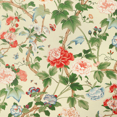 LEE JOFA GARDENIA PAPER PRINT--BOTANICAL & FLORAL- GREEN,RED,WHITE   - P2023128.319.0