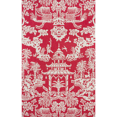 BRUNSCHWIG & FILS LHASA PAPER PRINT---CHINOISERIE BURGUNDY/RED,WHITE,   - P8012100.19.0