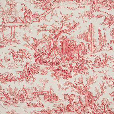 BRUNSCHWIG & FILS LE HAMEAU PRINT---TOILE BURGUNDY/RED,WHITE,   - P8013130.19.0