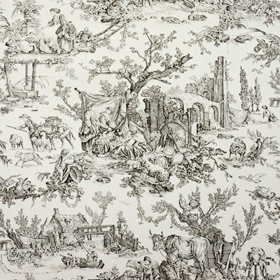 BRUNSCHWIG & FILS LE HAMEAU PRINT---TOILE BLACK,WHITE,   - P8013130.21.0