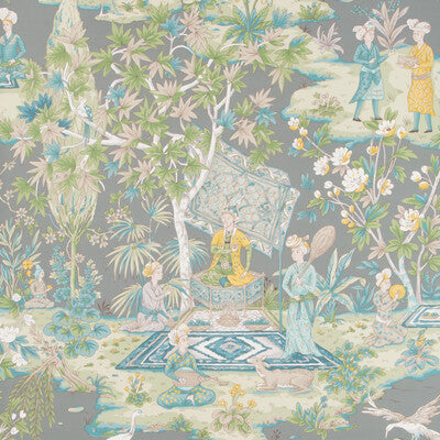 BRUNSCHWIG & FILS LODI GARDEN PRINT---BOTANICAL & FLORAL MULTI,GREY,   - P8019101.113.0