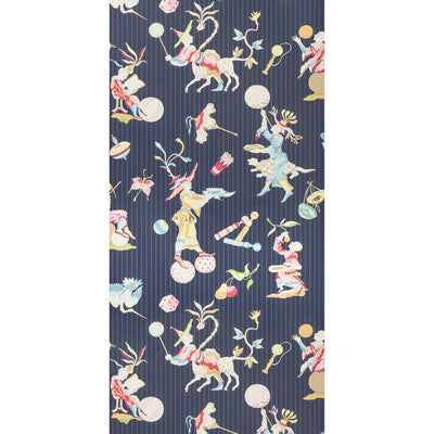 BRUNSCHWIG & FILS CIRQUE CHINOIS PRINT--CHINOISERIE-NOVELTY MULTI,DARK BLUE,   - P8019114.55.0