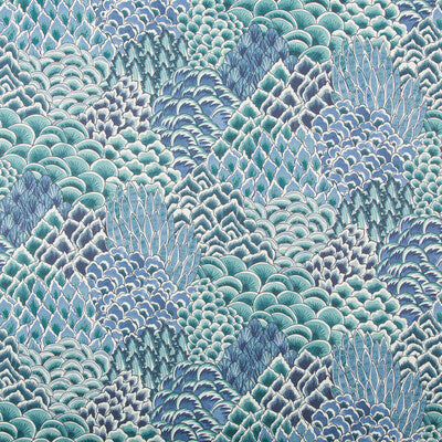 BRUNSCHWIG & FILS KATIBI PRINT--BOTANICAL & FLORAL-GLOBAL TURQUOISE,TEAL,   - P8020104.13.0