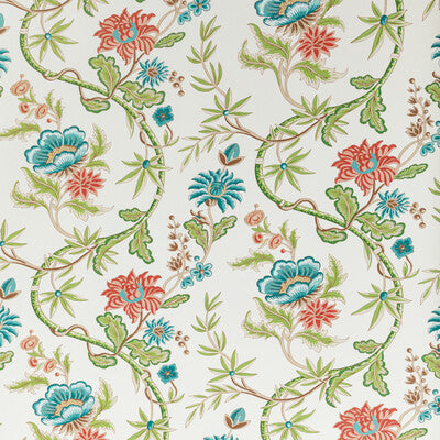 BRUNSCHWIG & FILS VERONIQUE PRINT---BOTANICAL & FLORAL MULTI,TEAL,CORAL   - P8020111.3137.0