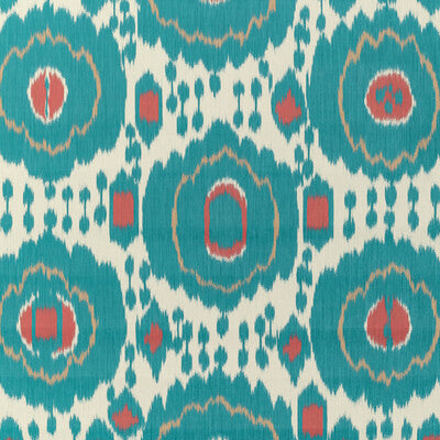 BRUNSCHWIG & FILS MAYENNE PRINT---IKAT/SOUTHWEST/KILIMS TURQUOISE,TEAL,RED   - P8020114.3519.0