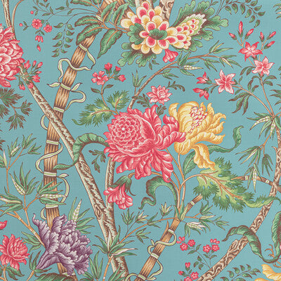 BRUNSCHWIG & FILS LUBERON PRINT--BOTANICAL & FLORAL-JACOBEANS TURQUOISE,MULTI,   - P8022100.1319.0