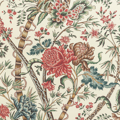 BRUNSCHWIG & FILS LUBERON PRINT--BOTANICAL & FLORAL-JACOBEANS RED,TEAL,GREEN   - P8022100.1913.0