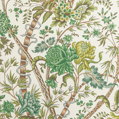 BRUNSCHWIG & FILS LUBERON PRINT--BOTANICAL & FLORAL-JACOBEANS GREEN,SAGE,OLIVE GREEN   - P8022100.333.0