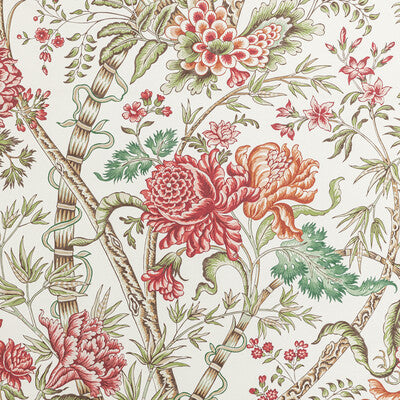 BRUNSCHWIG & FILS LUBERON PRINT--BOTANICAL & FLORAL-JACOBEANS CORAL,PINK,GREEN   - P8022100.73.0