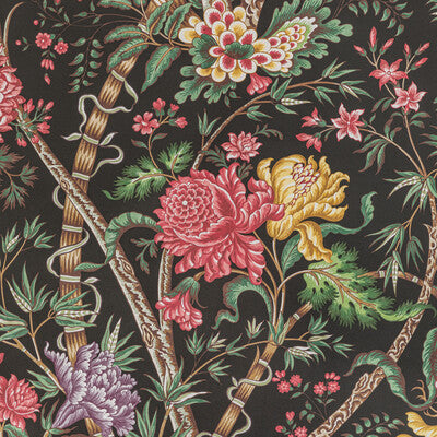 BRUNSCHWIG & FILS LUBERON PRINT--BOTANICAL & FLORAL-JACOBEANS MULTI,BLACK,   - P8022100.819.0