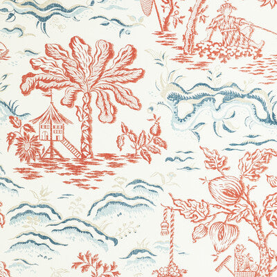 BRUNSCHWIG & FILS VALENSOLE PRINT--BOTANICAL & FLORAL-TOILE RED,BLUE,   - P8022101.195.0