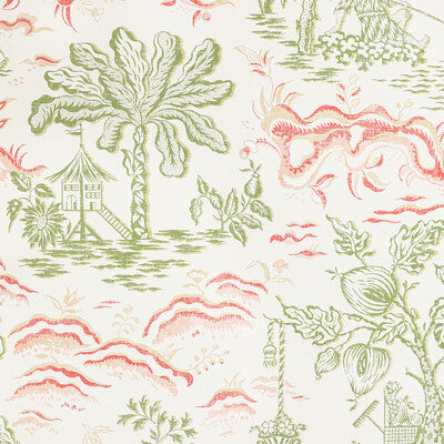 BRUNSCHWIG & FILS VALENSOLE PRINT--BOTANICAL & FLORAL-TOILE GREEN,PINK,   - P8022101.317.0