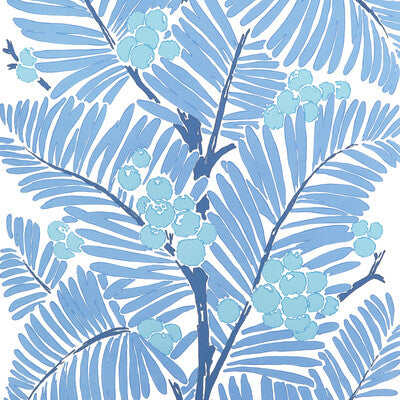 BRUNSCHWIG & FILS PALMAR PRINT---BOTANICAL & FLORAL BLUE,BLUE,   - P8022108.5.0