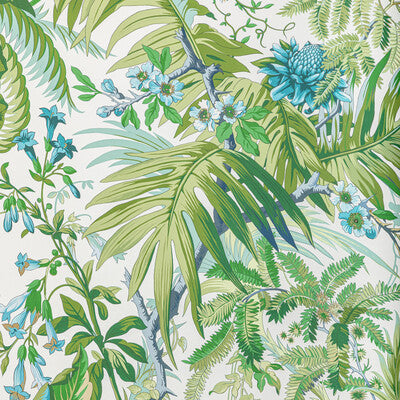 BRUNSCHWIG & FILS MAJORELLE PRINT---BOTANICAL & FLORAL LIGHT BLUE,GREEN,   - P8022111.153.0