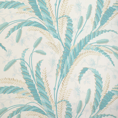 BRUNSCHWIG & FILS VERNAY PRINT---BOTANICAL & FLORAL WHITE,BEIGE,TURQUOISE   - P8023101.13.0