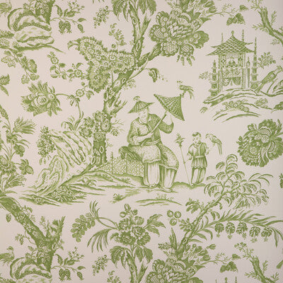 BRUNSCHWIG & FILS MARCEL PRINT--CHINOISERIE-TOILE WHITE,EMERALD,GREEN   - P8023106.3.0