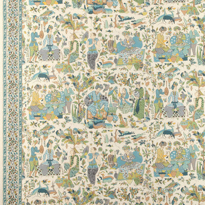 BRUNSCHWIG & FILS SHALIMAR PRINT--CHINOISERIE-TOILE GREEN,TURQUOISE,BEIGE   - P8024100.153.0