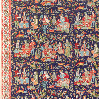 BRUNSCHWIG & FILS SHALIMAR PRINT--CHINOISERIE-TOILE DARK BLUE,RED,GREEN   - P8024100.519.0