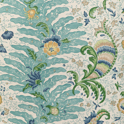 BRUNSCHWIG & FILS RIVIERE PRINT---BOTANICAL & FLORAL TURQUOISE,BLUE,YELLOW   - P8024104.355.0