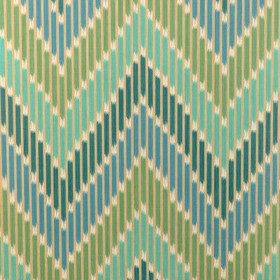 BRUNSCHWIG & FILS CASCADE PRINT--FLAMESTITCH-STRIPES GREEN,GOLD,TEAL   - P8024107.353.0