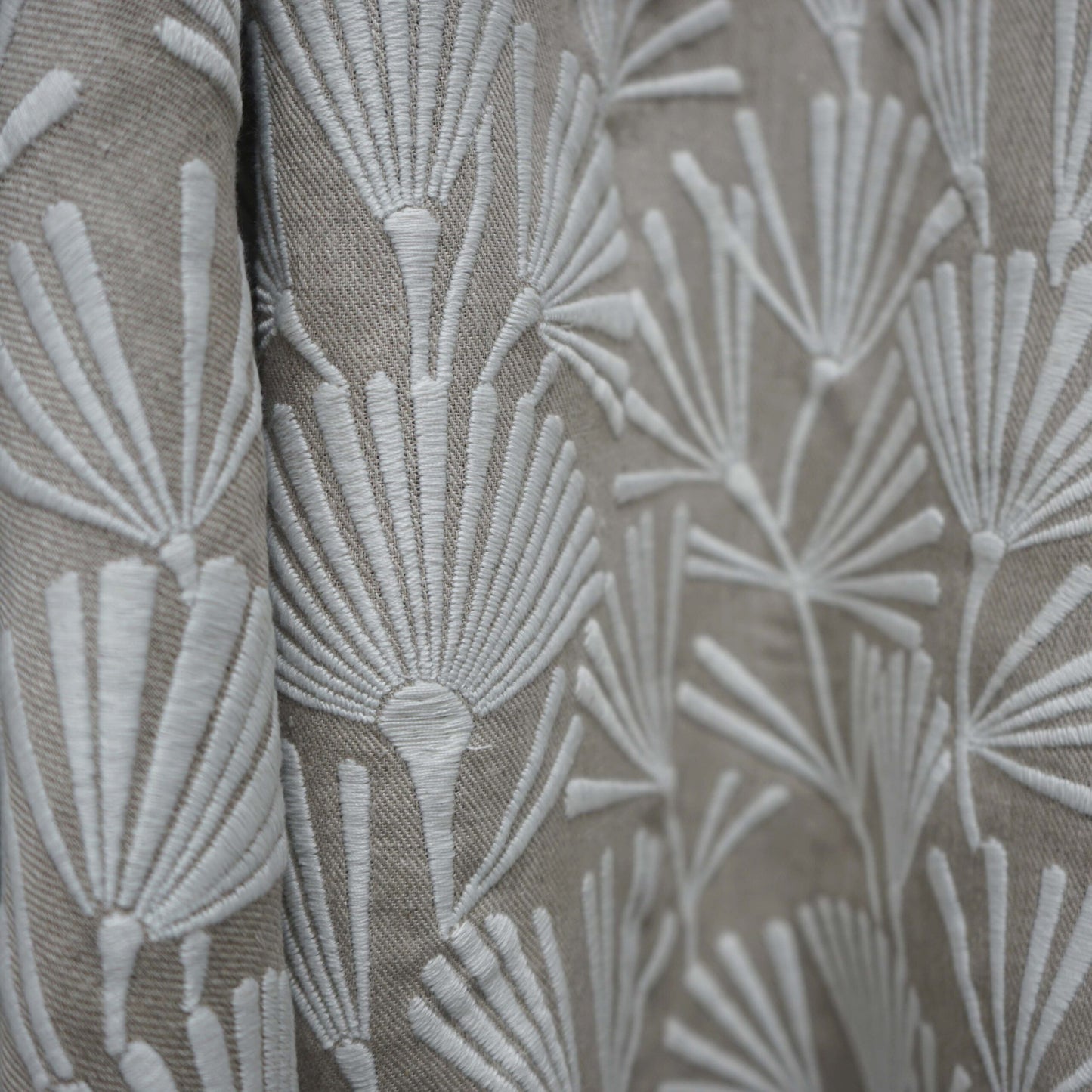 JF Fabrics JF Studio PALMETTO 92 Fabric Floral, Transitional Beige, White  Embroidery - 9005692 SJ103