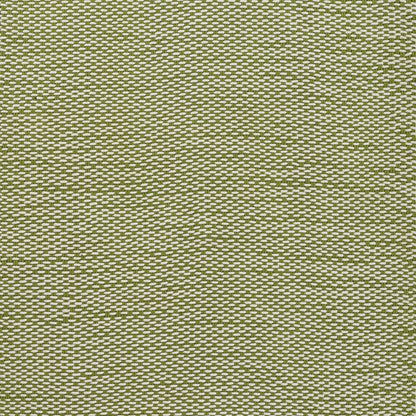 Olive green woven runner rug with white thread interlacing, textured tweed-style weave.