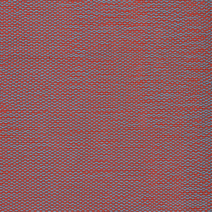 Red woven rug runner with small blue threads forming a tight micro-check pattern; 3' x 8' size, suitable for hallways or rooms.