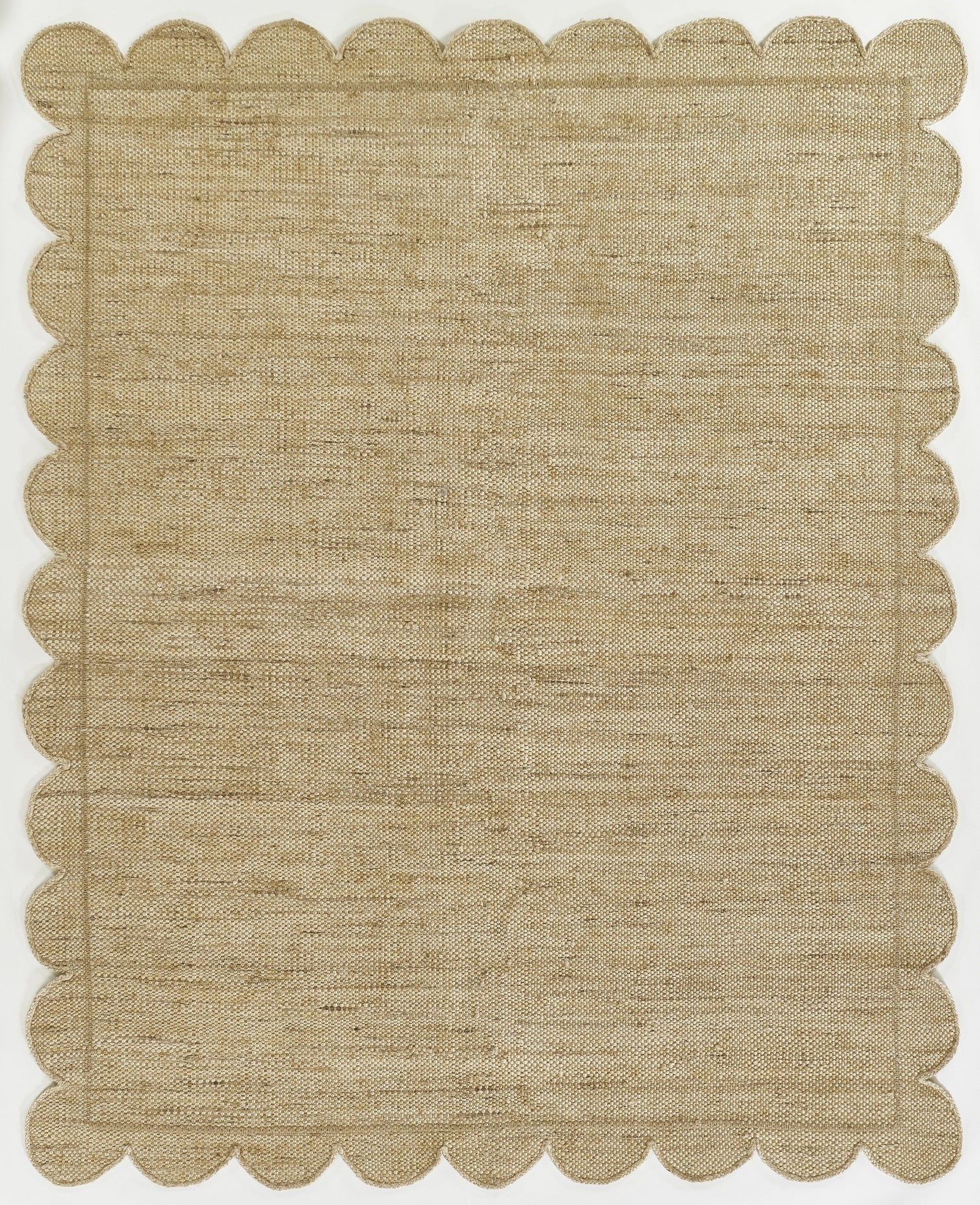 Natural burlap square napkin with scalloped edges, rustic table decor.