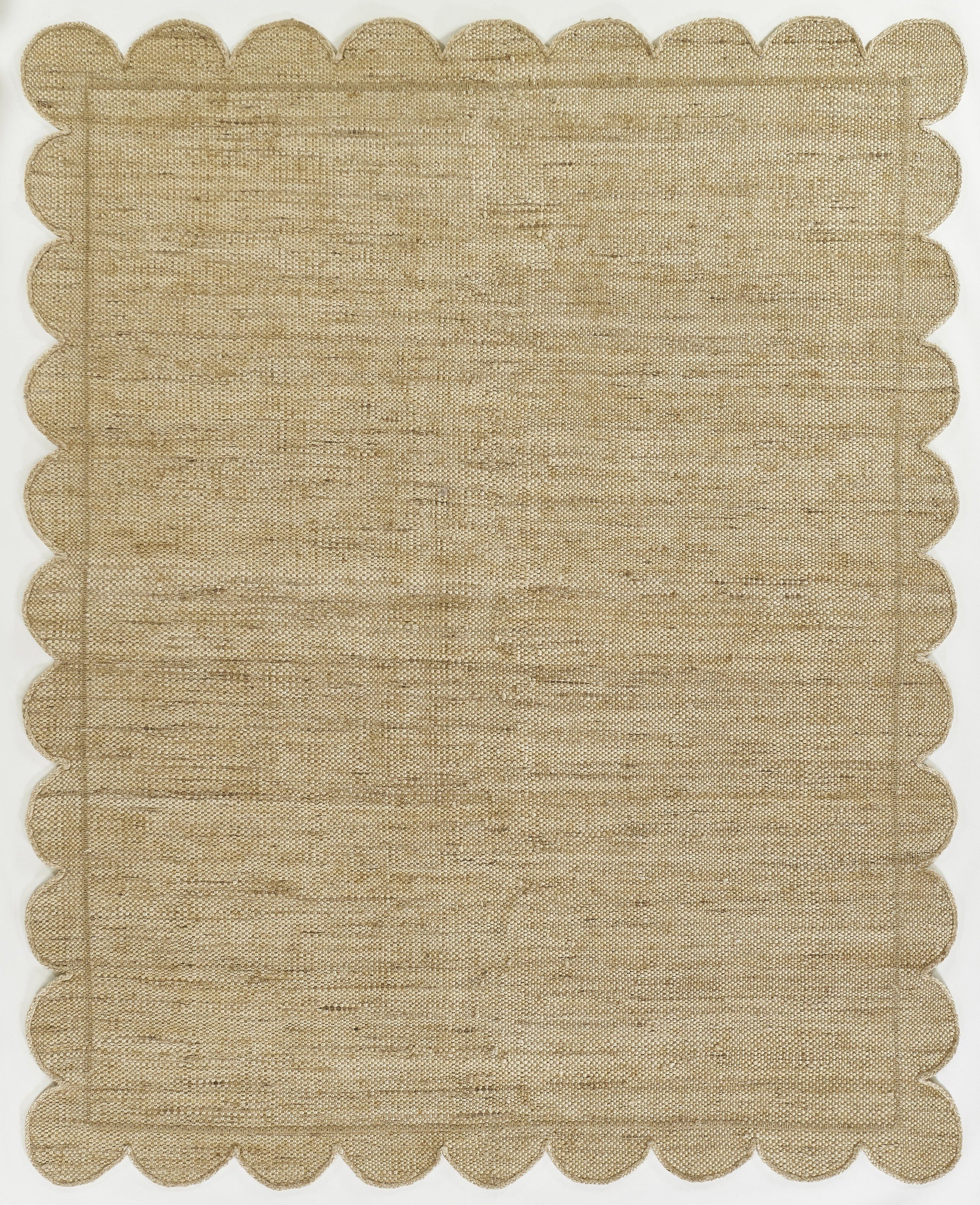 Natural burlap square napkin with scalloped edges, rustic table decor.