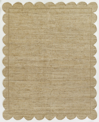 Natural burlap square napkin with scalloped edges, rustic table decor.