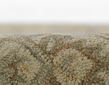 Beige boucle shag rug with cream and tan tones in a diamond lattice pattern for cozy living spaces.