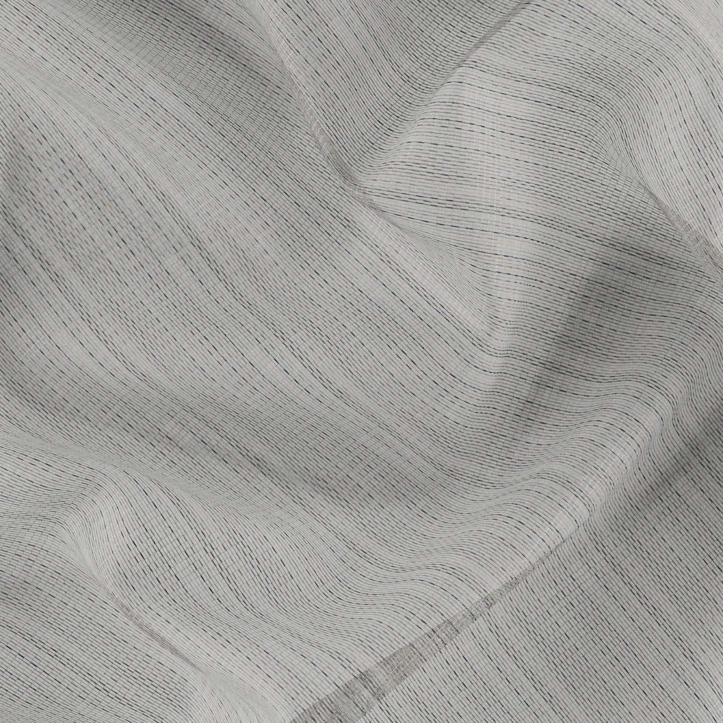 Geometric textured fabric in grey, black, green and cream; wide-width fabric.