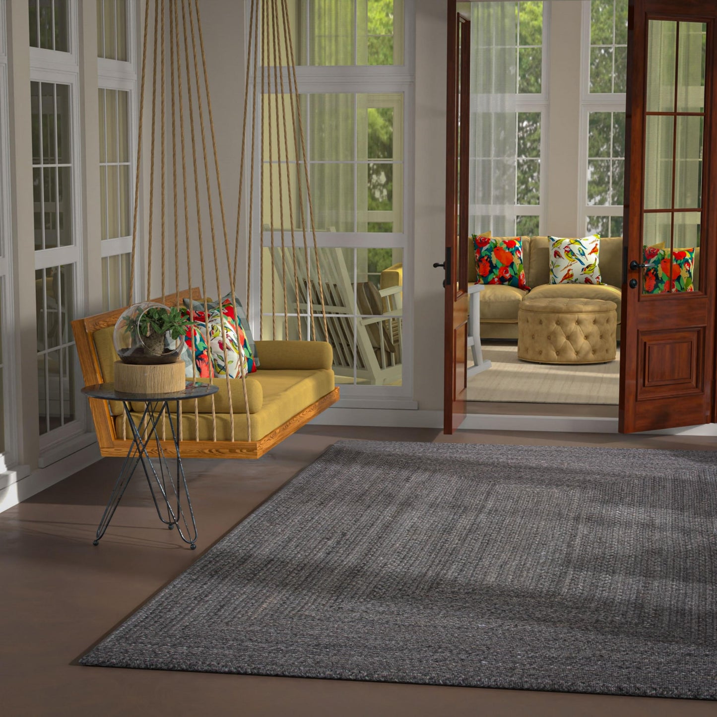 Transitional rug, 5' x 8'.