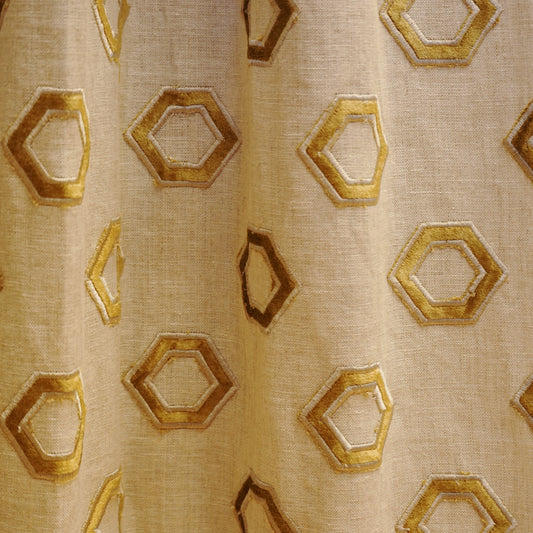 JF Fabrics JF Studio PERU 16 Fabric Transitional,Contemporary,Geometric Creme,Beige,Yellow,Gold  Embroidery,Linen - 5084116 SJ101