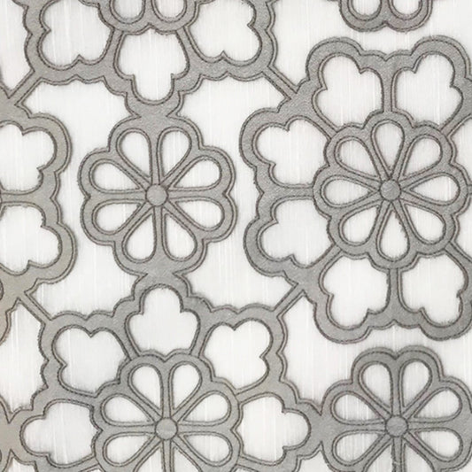 JF Fabrics PIROUETTE 96 Fabric Transitional,Contemporary,Floral Grey/Silver  Embroidery,Sheer,Texture - 6473996 J8011