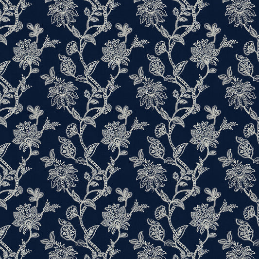 JF Fabrics PLIE 69 Fabric Traditional,Transitional,Contemporary,Floral Blue  Embroidery,Texture,Linen Texture - 6474069 J8011