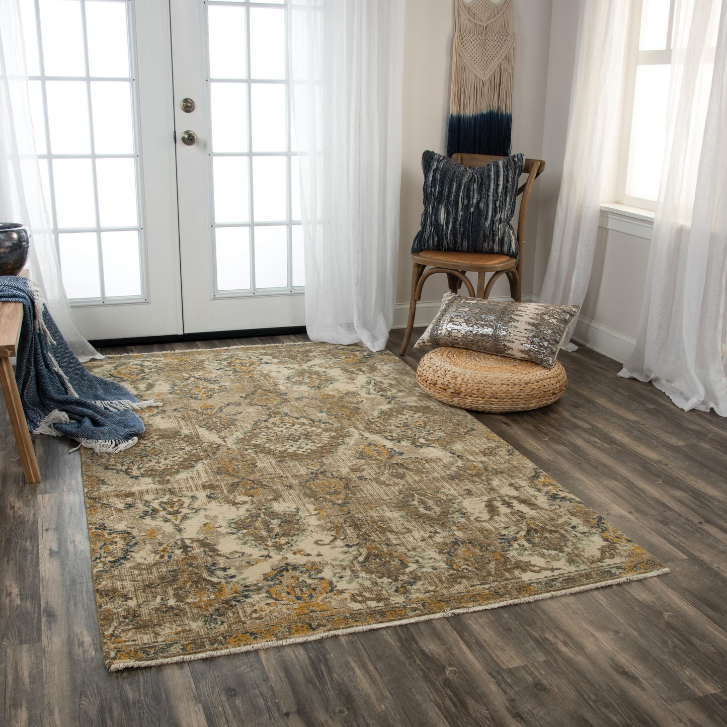 Platinum transitional rug, 5' x 8'.