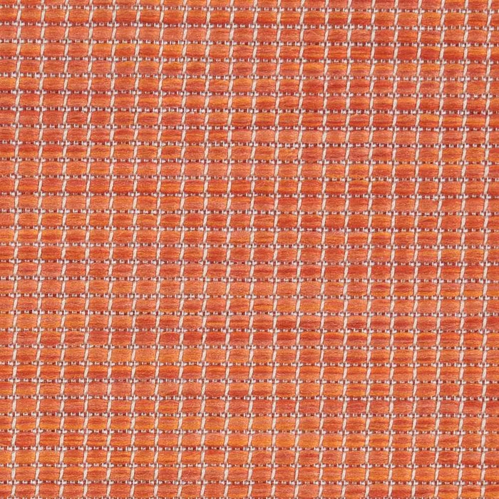 Nourison Positano 8x10 terracotta indoor outdoor area rug, modern flatweave polypropylene rug in warm Orange / terracotta color, durable low pile patio rug for deck balcony living room dining room, contemporary textured solid color rug for boho Mediterranean coastal and modern home decor.