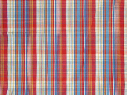 SCALAMANDRE OUTLET  FABRIC SEATON  FABRIC BLUE, ORANGE   - PQ 00011799