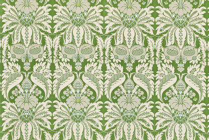 SCALAMANDRE  ESTATE DAMASK FABRIC PALM   - PQ 00011865 NEW SKU # PQ18650001