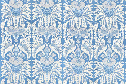 SCALAMANDRE  ESTATE DAMASK FABRIC BLUE JAY   - PQ 00021865 NEW SKU # PQ18650002