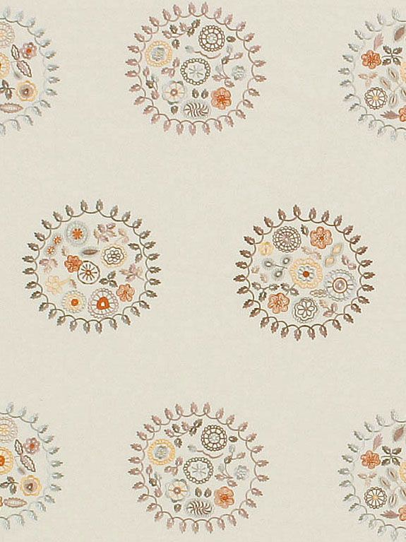 SCALAMANDRE  JESSIE EMBROIDERY FABRIC GREY/MULTI   - PQ 00029956