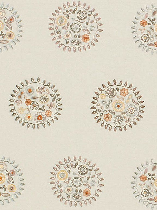 SCALAMANDRE  JESSIE EMBROIDERY FABRIC GREY/MULTI   - PQ 00029956